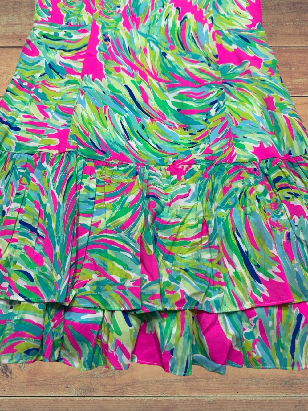 Lilly Pulitzer Morgana Shady Lady Tiered Ruffle Pink & Green Dress Size 14 NWT - Picture 12 of 16